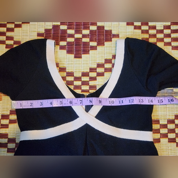 Rudi Gernreich VINTAGE L/S Sweater Dress. Sz 6. Black/Cream. - Picture 8 of 10